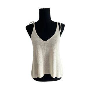 NWOT H&M White Knit Tie Strap V-neck Tank Top- Small